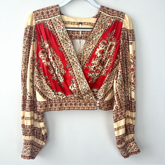 Free People Paisley Blouse 70s Hippie Boho Bohemian - Picture 1 of 9